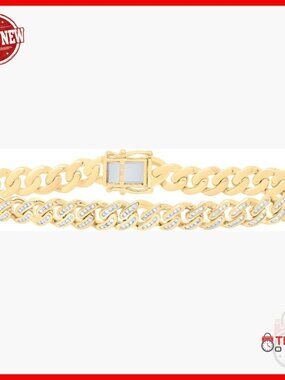 8mm Cuban Link Diamond Bracelet 8 Inch 925 Sterling Silver 1 CTW